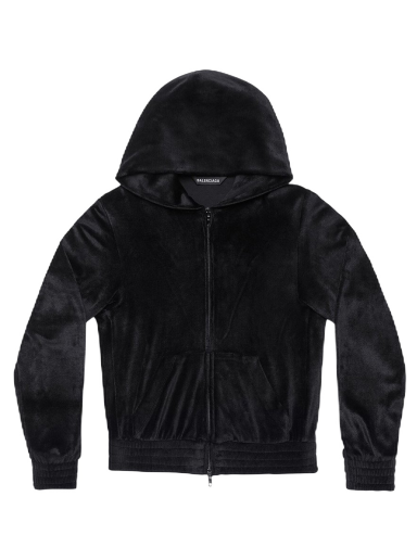 Sweatshirt Balenciaga BB Paris Strass Zip-Up Fitted Hoodie Sort | 751792TOV101000
