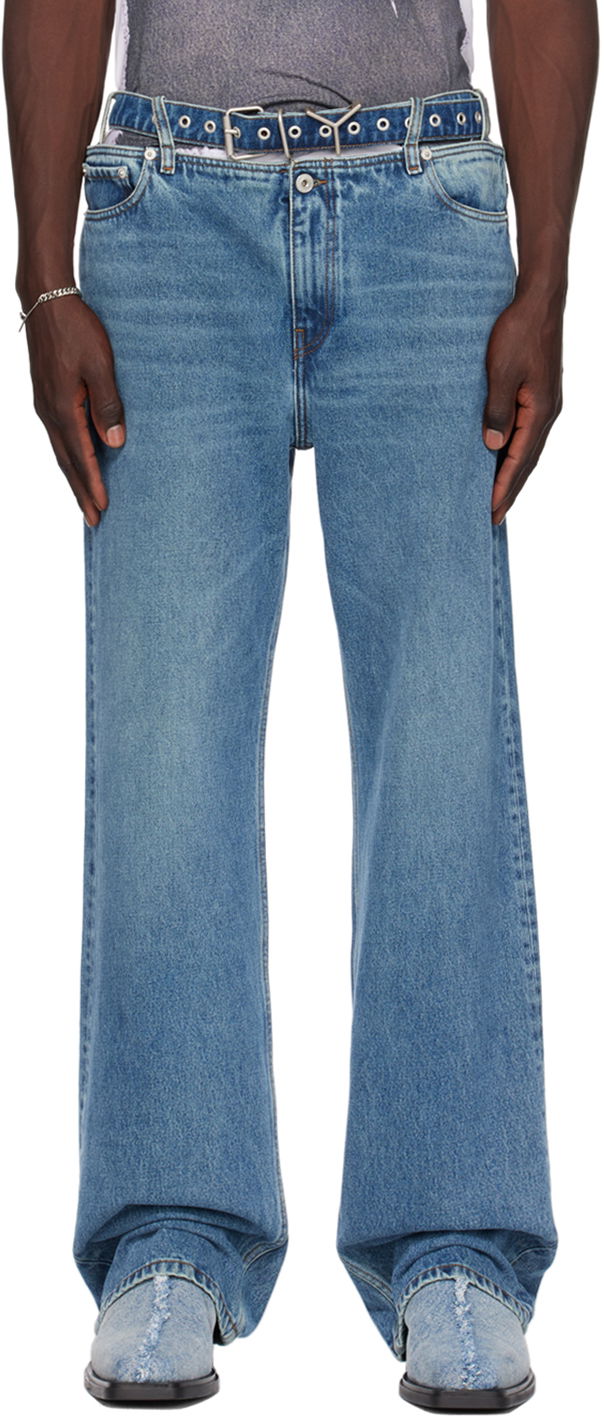 Jeans Y/PROJECT Blue Y-Belt Jeans Blå | JEAN40-S25
