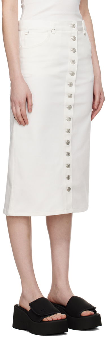 Nederdel Courrèges Courrèges Multiflex Denim Button-Front Skirt Hvid | 124DJU155DE0022, 1