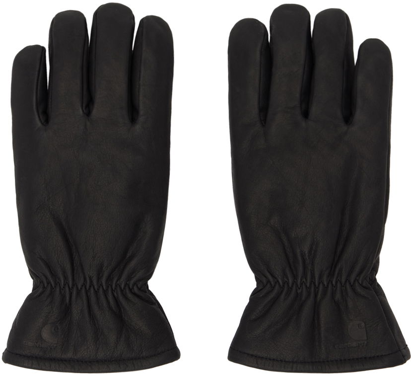 Handsker Carhartt WIP Leather Gloves With Elastic Wrist Sort | I030900