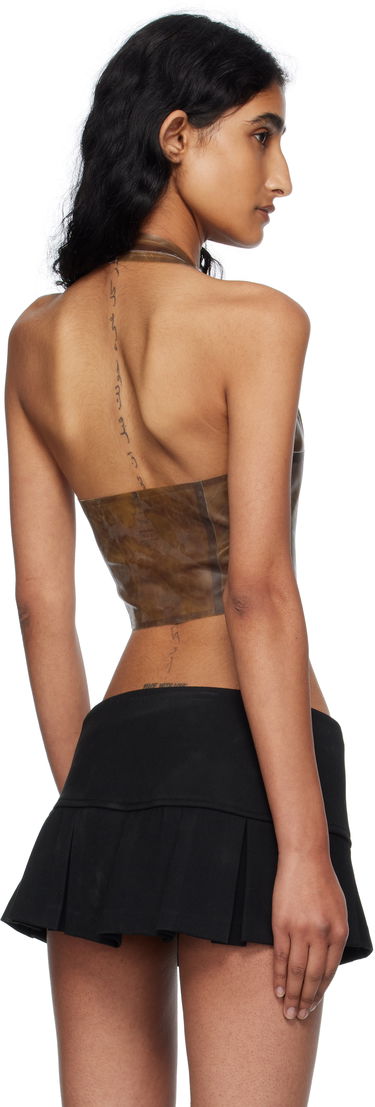 Tanktop Miaou Miaou Mara Latex Halter Top Brun | 7048LTXLEO, 2