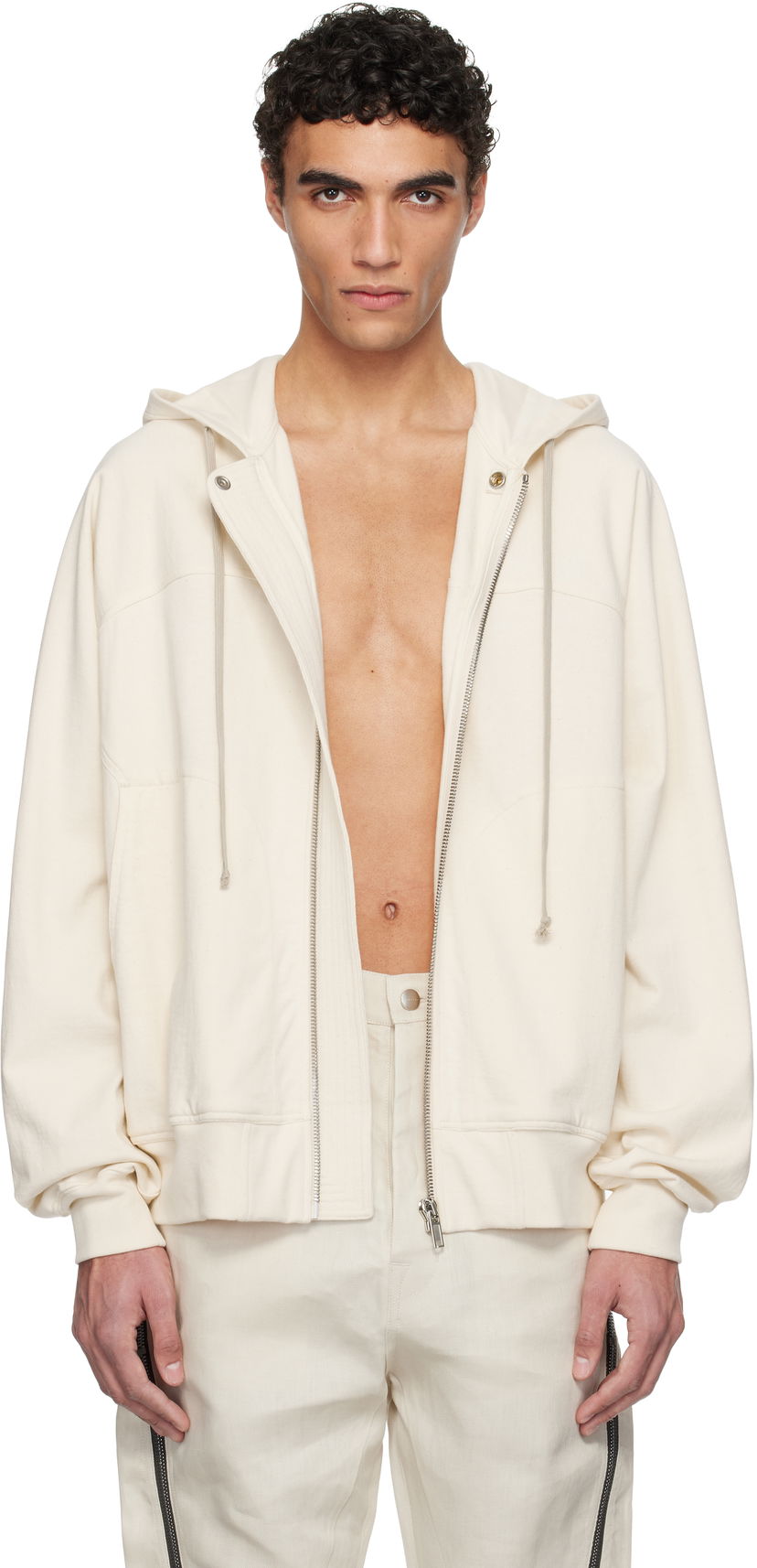 Sweatshirt Rick Owens Rick Owens Hollywood Windbreaker Hoodie Beige | RU01E5241 BA