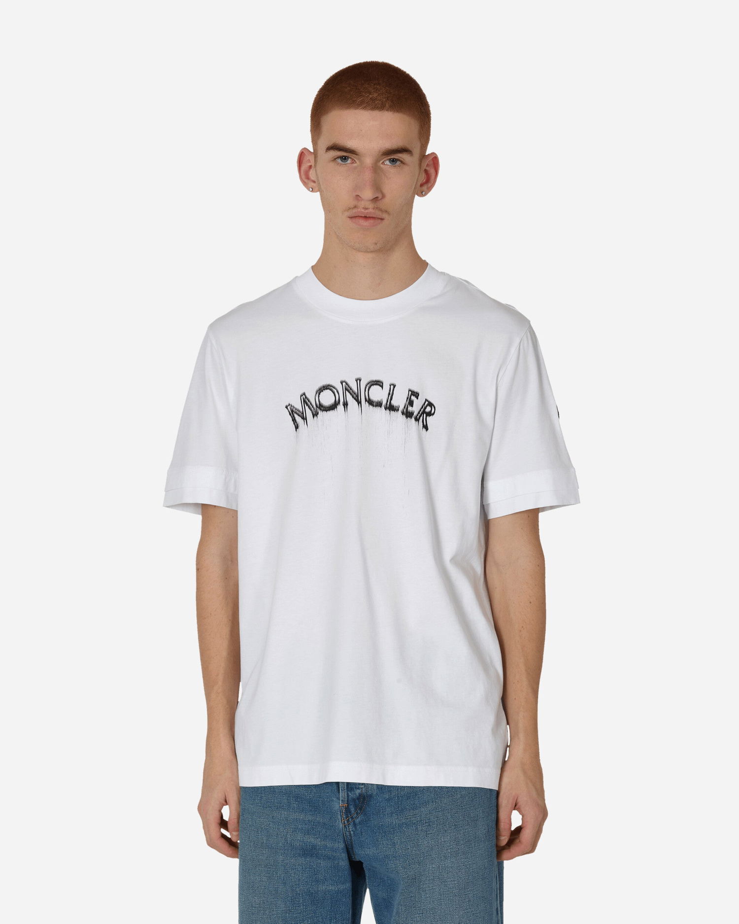 T-shirt Moncler Matt Black Logo T-Shirt Hvid | 8C0000289A17 001, 0