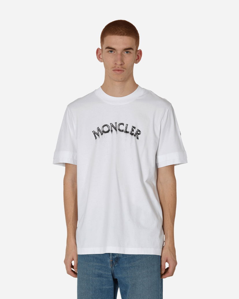 T-shirt Moncler Matt Black Logo T-Shirt Hvid | 8C0000289A17 001