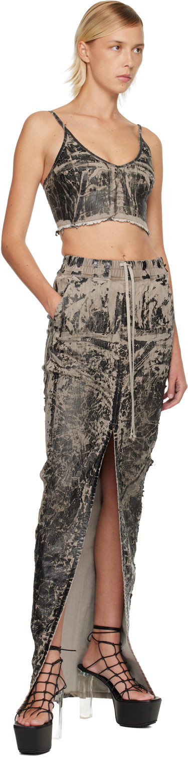 Crop top Rick Owens Rick Owens DRKSHDW Concordians Marbled Coated Denim Frayed Hem Crop Top Flerfarvet | DS02E7132 SDWF, 3