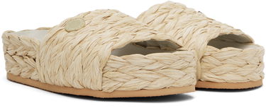 Kjole Stella McCartney Stella McCartney Skyla Raffia Platform Slides Beige | 810206E00109, 3