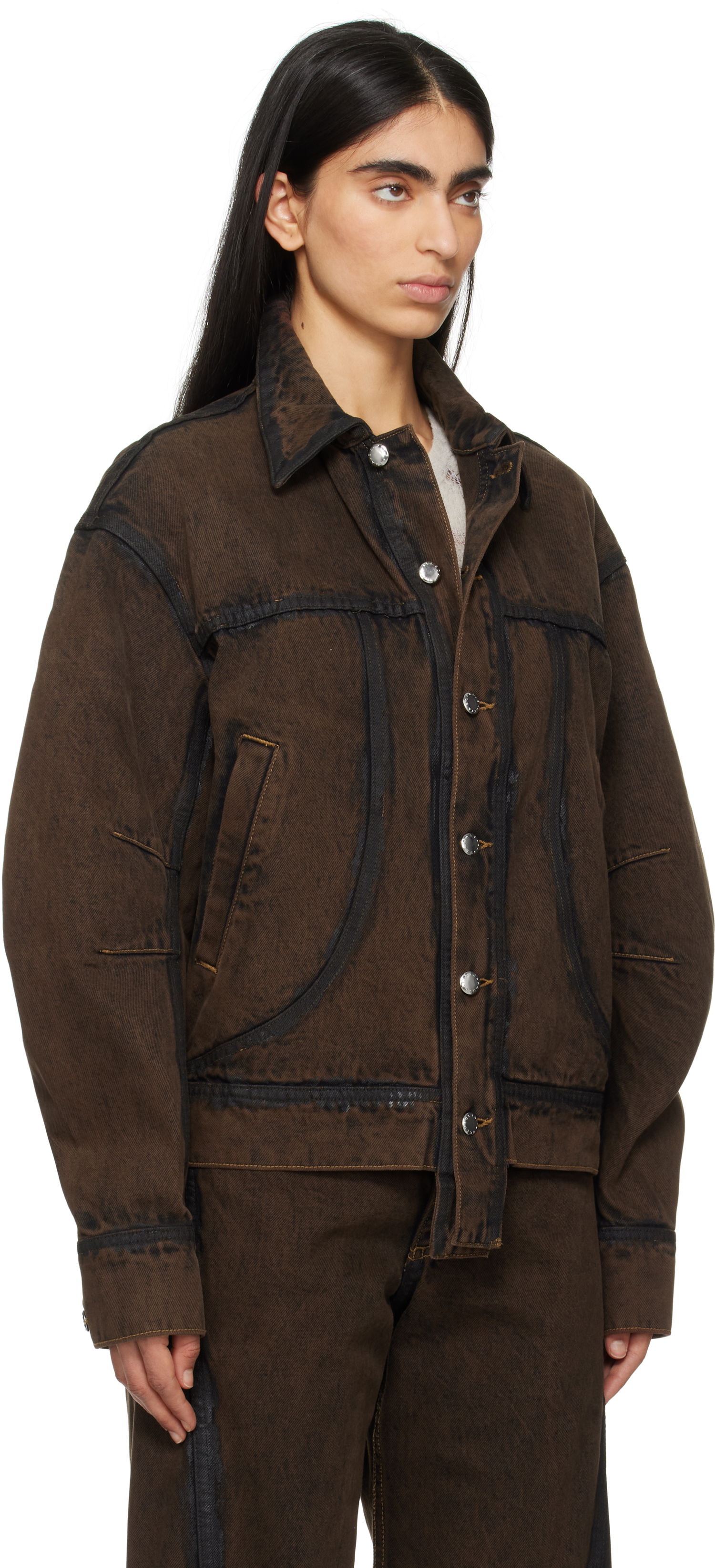 Jakke Eckhaus Latta Eckhaus Latta EL Redux Denim Jacket Brun | 1224-EL-PS25-O -, 1