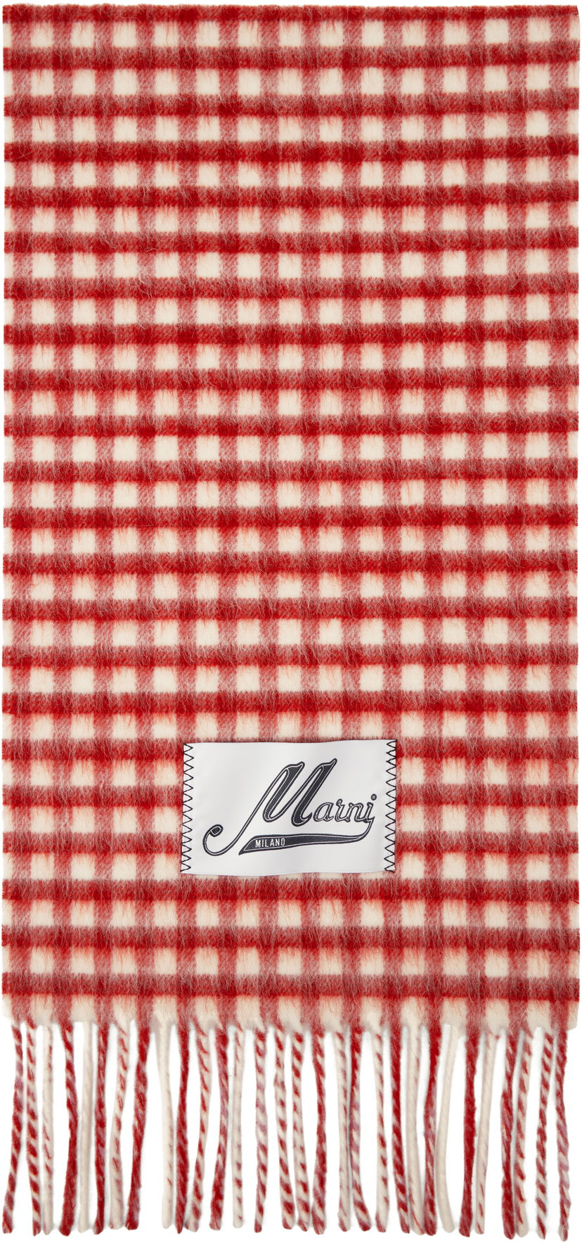 Tørklæde Marni Marni Double Check Mohair Scarf Rød | SCMC0133Y0 UAW045