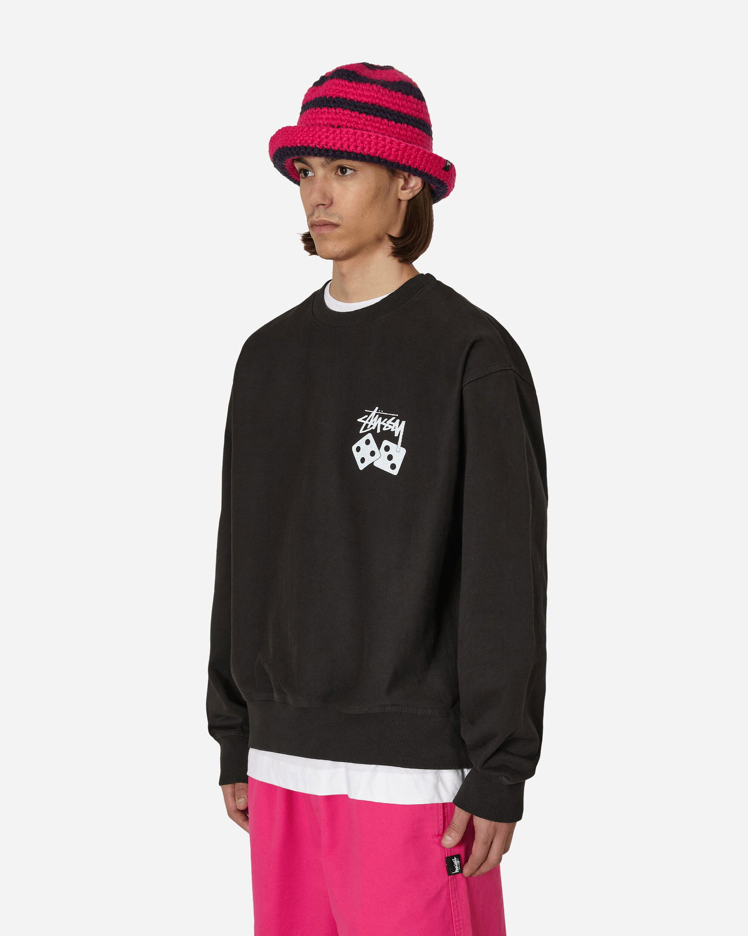 Sweatshirt Stüssy Dice Pigment Dyed Crewneck Sweatshirt Sort | 1914883 BLAC, 1