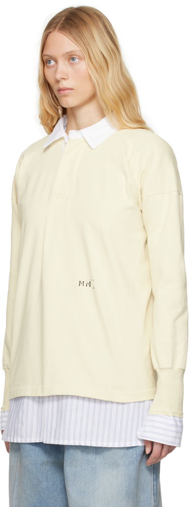 Polo skjorte Maison Margiela Maison Margiela Printed Logo Long Sleeve Polo Gul | S51GL0056 M20096, 3