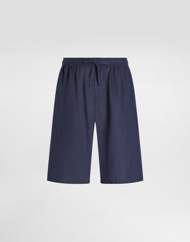 Shorts Dolce & Gabbana Dolce & Gabbana Linen Shorts with Drawstring Mørkeblå | GV37AZFU4LGB0665, 0