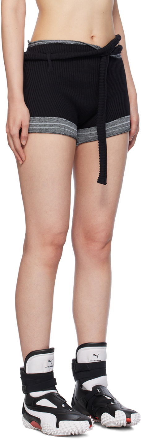 Shorts Ottolinger Ottolinger Ribbed Tie-Waist Shorts Sort | 708502, 1