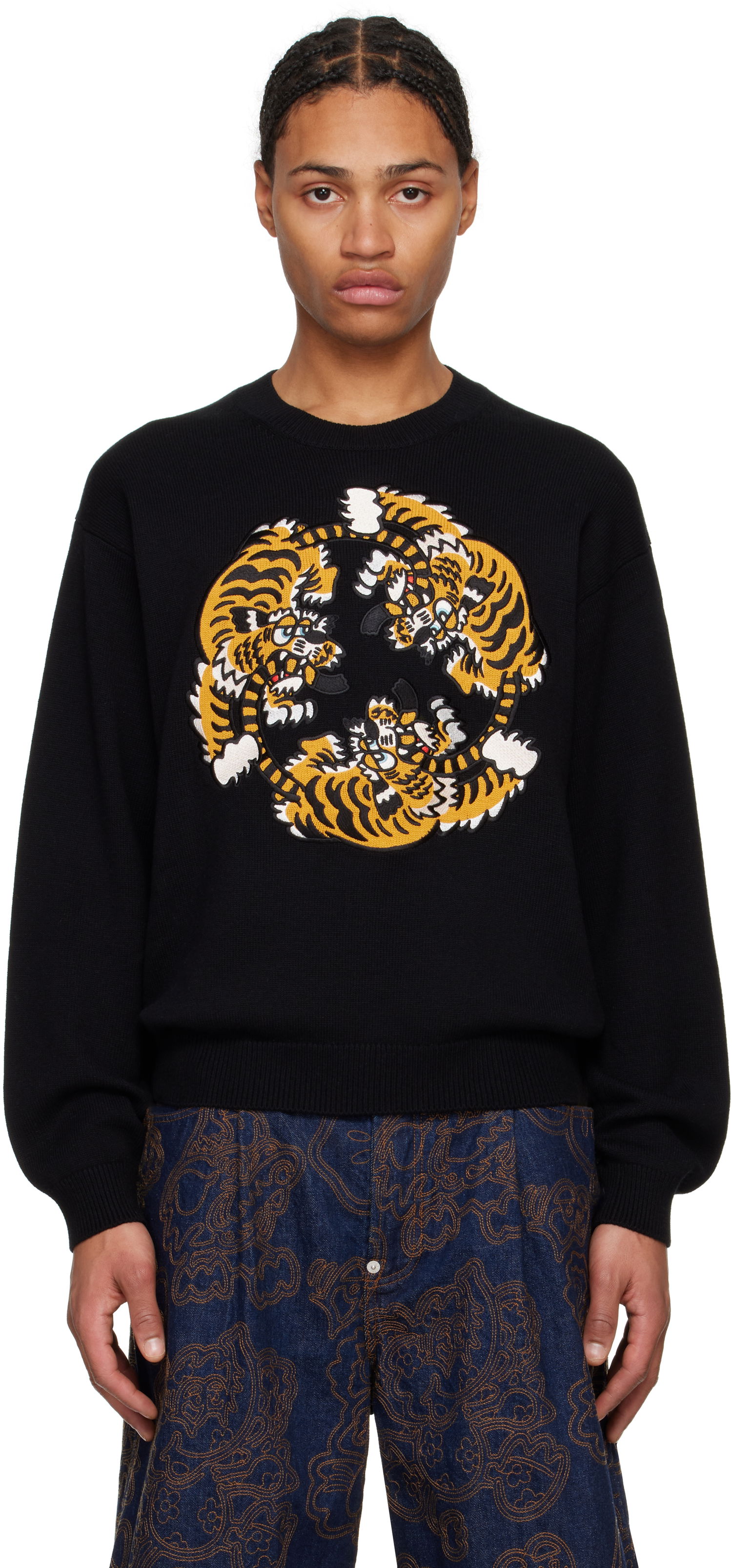 Sweater KENZO VERDY Edition Embroidered Sweater Sort | FF58PU7133CR, 0