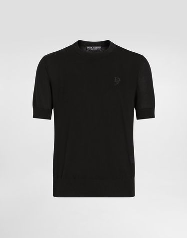 Sweater Dolce & Gabbana Dolce & Gabbana Silk Round-Neck Sweater with DG Embroidery Sort | GXX03ZJBSK3N0000, 0