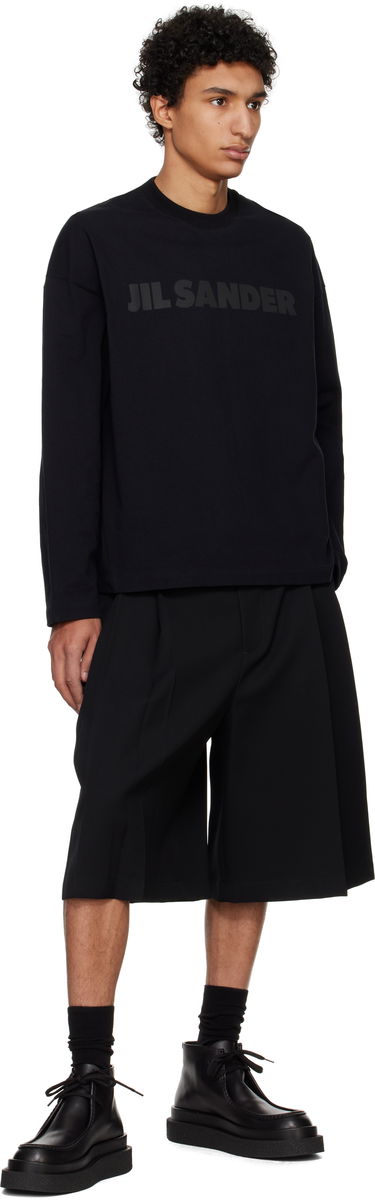 T-shirt Jil Sander Black Printed-Logo Long Sleeve T-Shirt Sort | J21GC0167_J20243, 3