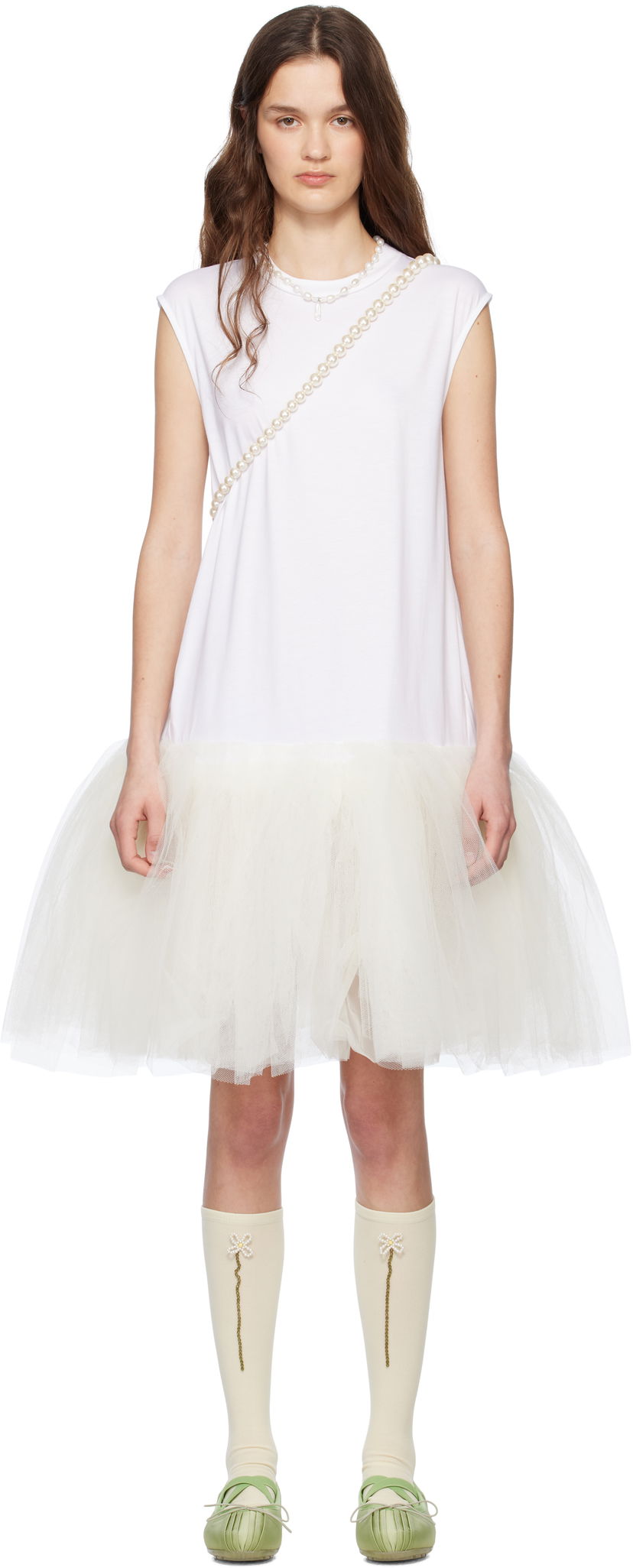 Kjole Simone Rocha Simone Rocha Relaxed Ballet Tutu Midi Dress Hvid | 7396 0553
