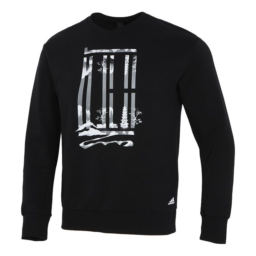 Sweater adidas Originals Logo Graphic Round Neck Pullover Sort | H39289, 0