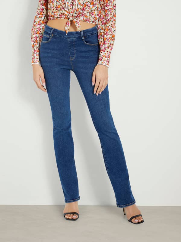 Bukser og jeans GUESS Mid Rise Bootcut Denim Pant Mørkeblå | W4GA58D5BR0, 0