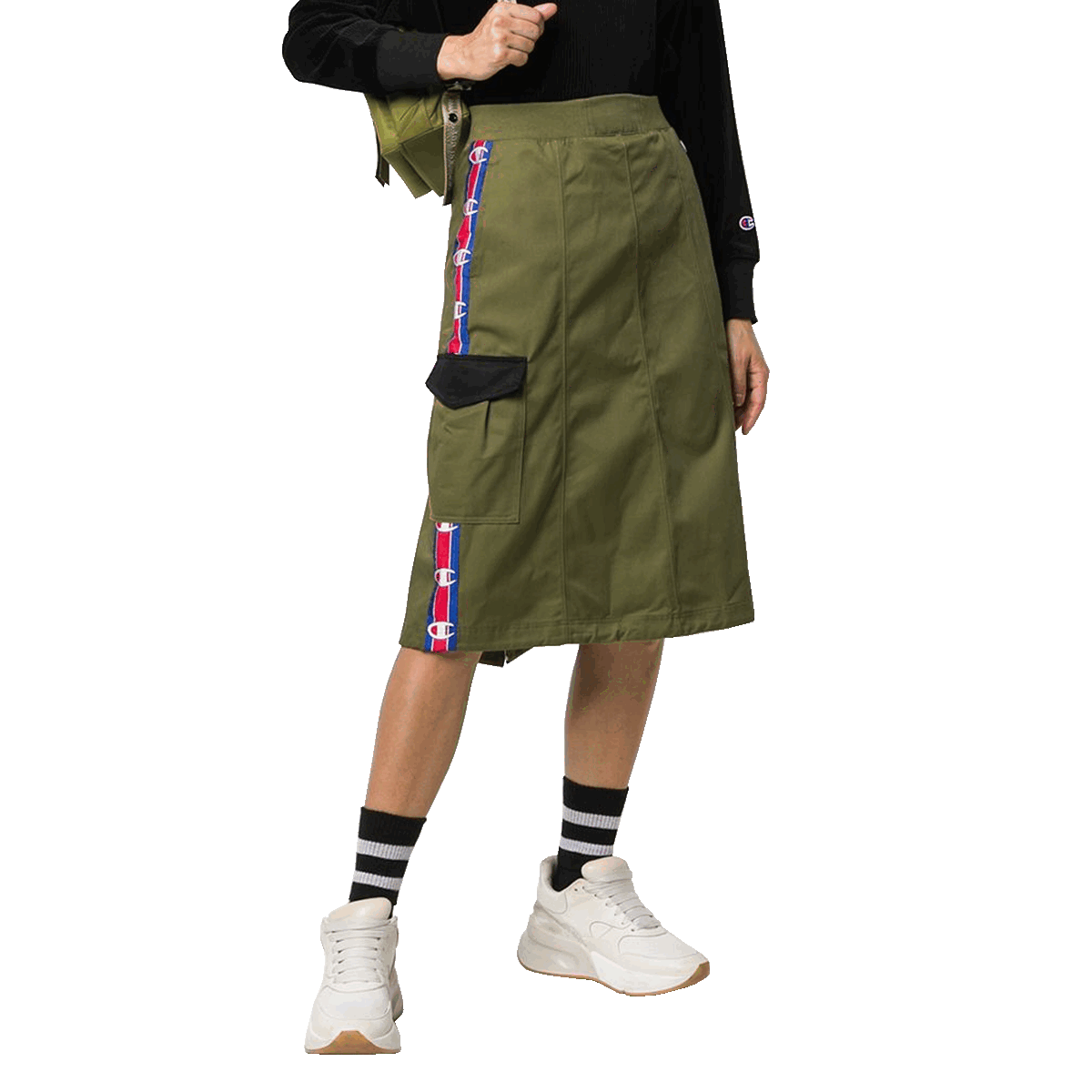 Nederdel Champion Midi Cargo Skirt with Striped Taping Detail Grøn | 112328-GS554, 0