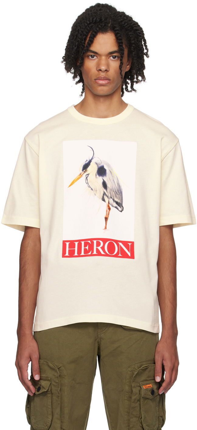 T-shirt HERON PRESTON Bird Painted T-Shirt Hvid | HMAA032F23JER0040425, 0
