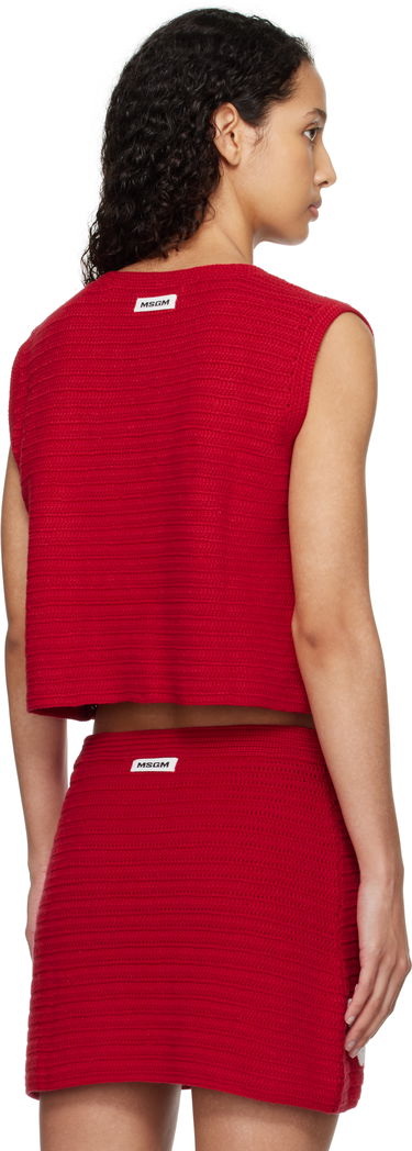 Nederdel MSGM MSGM Crocheted Flower Appliqué Sweater Vest Rød | 3841MDT194 257286, 2