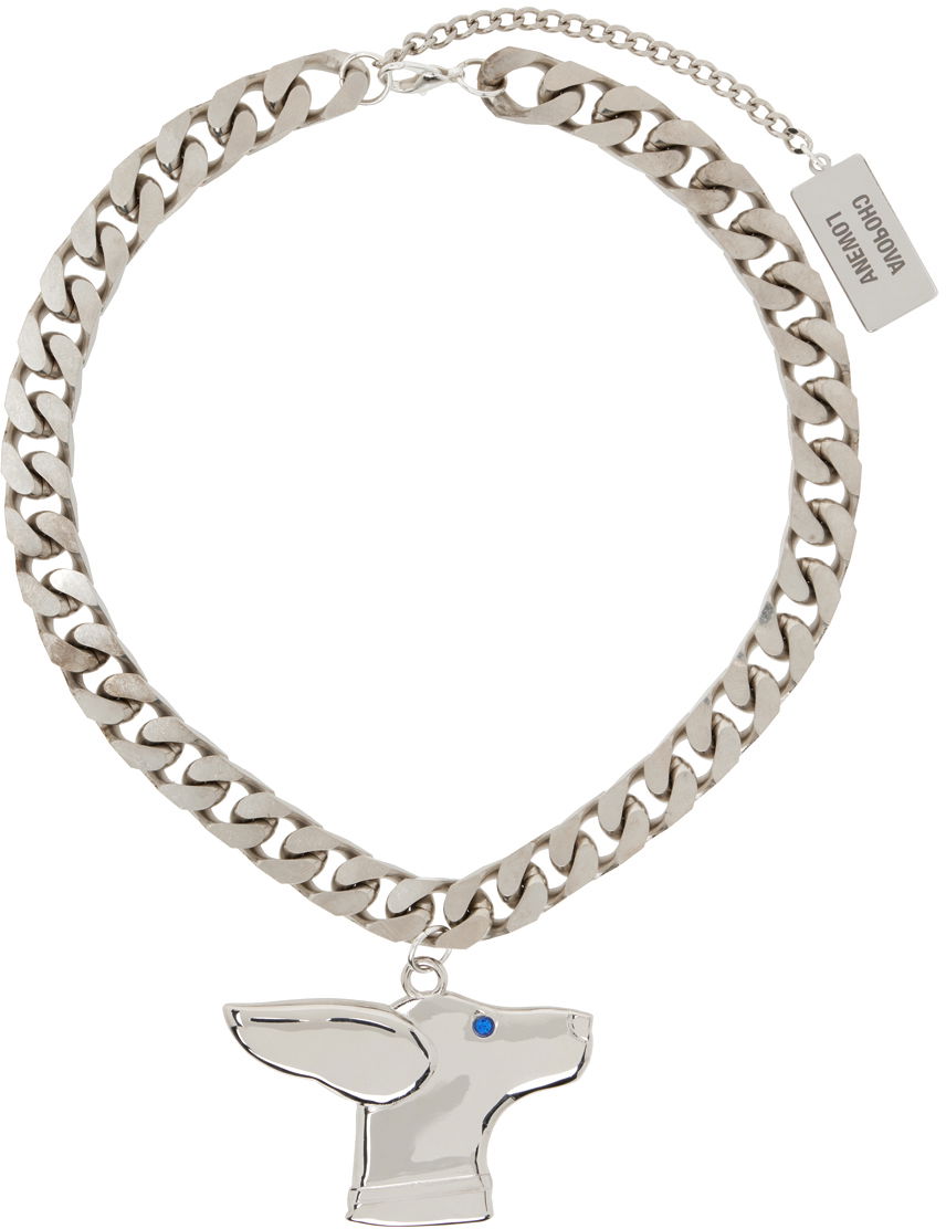Halskæde Chopova Lowena Silver Chain Dog Pendant Necklace Metalisk | 6522, 0