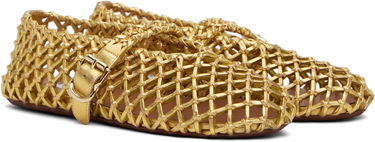 Skopleje Alaïa ALAÏA Braided Goatskin Ballerina Flats Metalisk | AA3A029CK281, 3