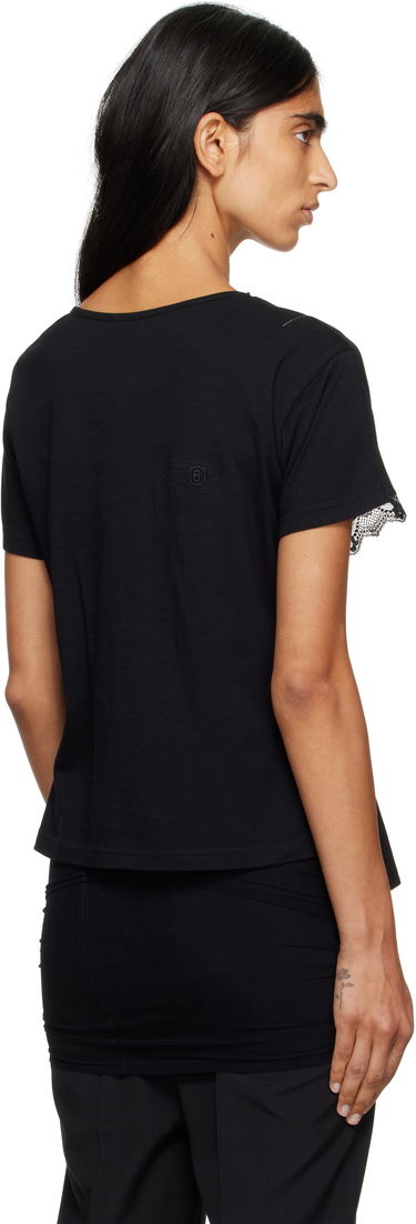 T-shirt Maison Margiela MM6 Maison Margiela Jersey & Lace Peplum T-Shirt Sort | S52NC0353 M20048, 2