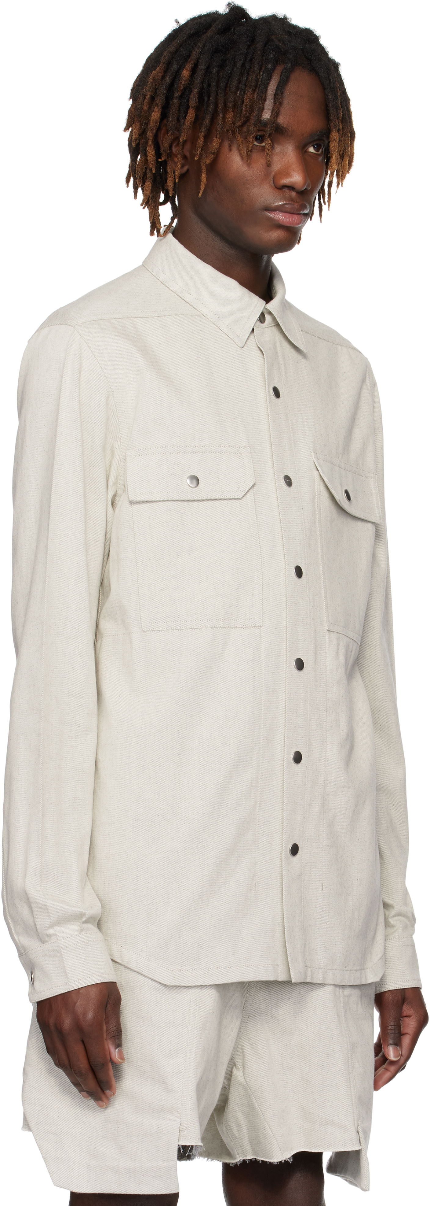 Skjorte Rick Owens Rick Owens Hollywood Denim Overshirt Beige | RU01E5729 DRD, 1