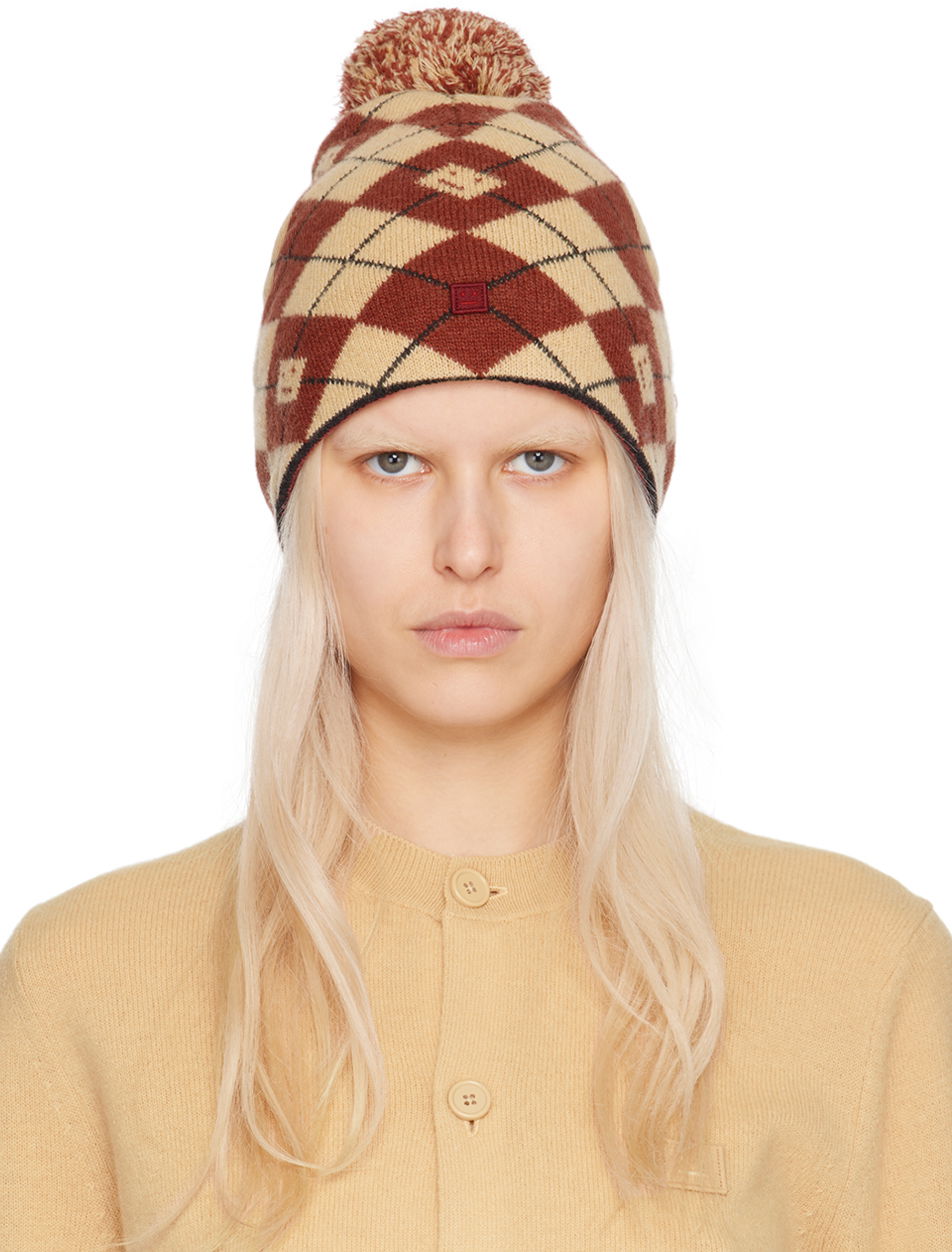 Beanie Acne Studios Argyle Jacquard Beanie Rød | C40317-, 0