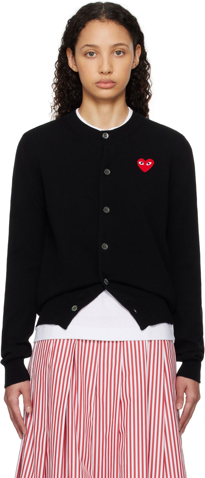 Sweater Comme des Garçons COMME des GARÇONS PLAY Heart Cardigan Sort | AX-N007-051