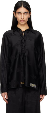 GANNI Satin Jacquard Tie-String Shirt