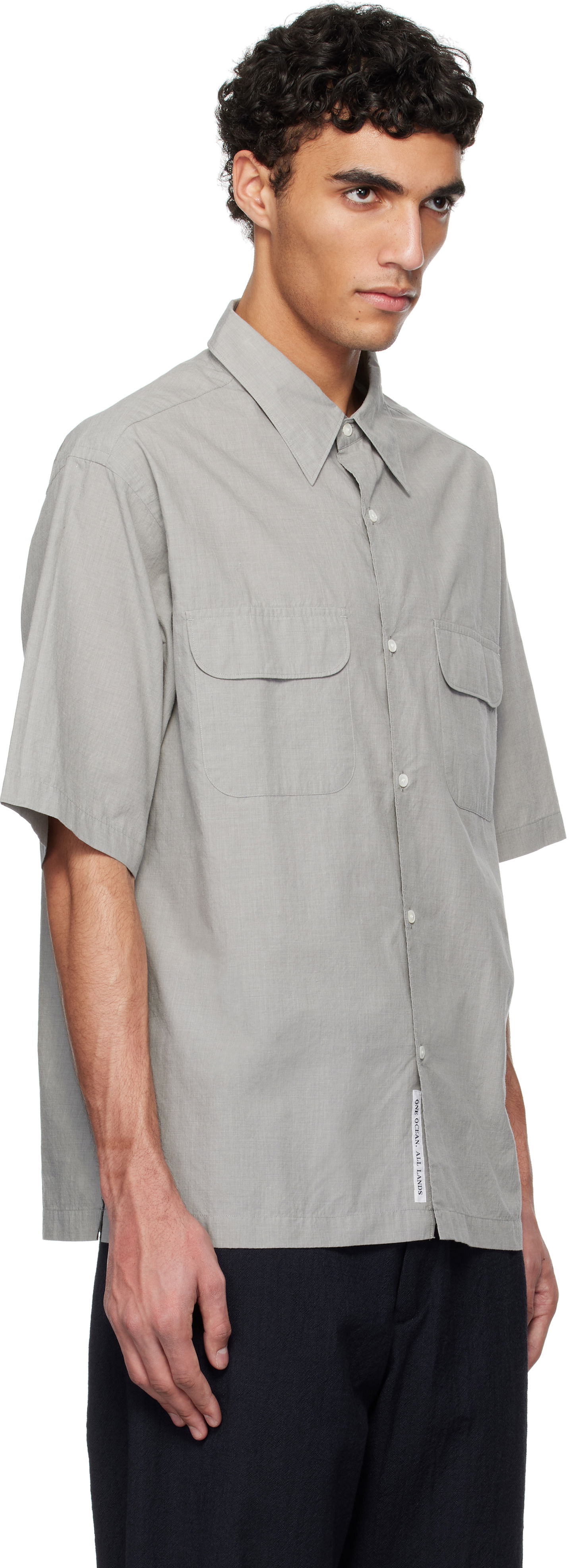 Skjorte NANAMICA nanamica Regular Collar End on End Short Sleeve Shirt Grå | S25SG075U, 1