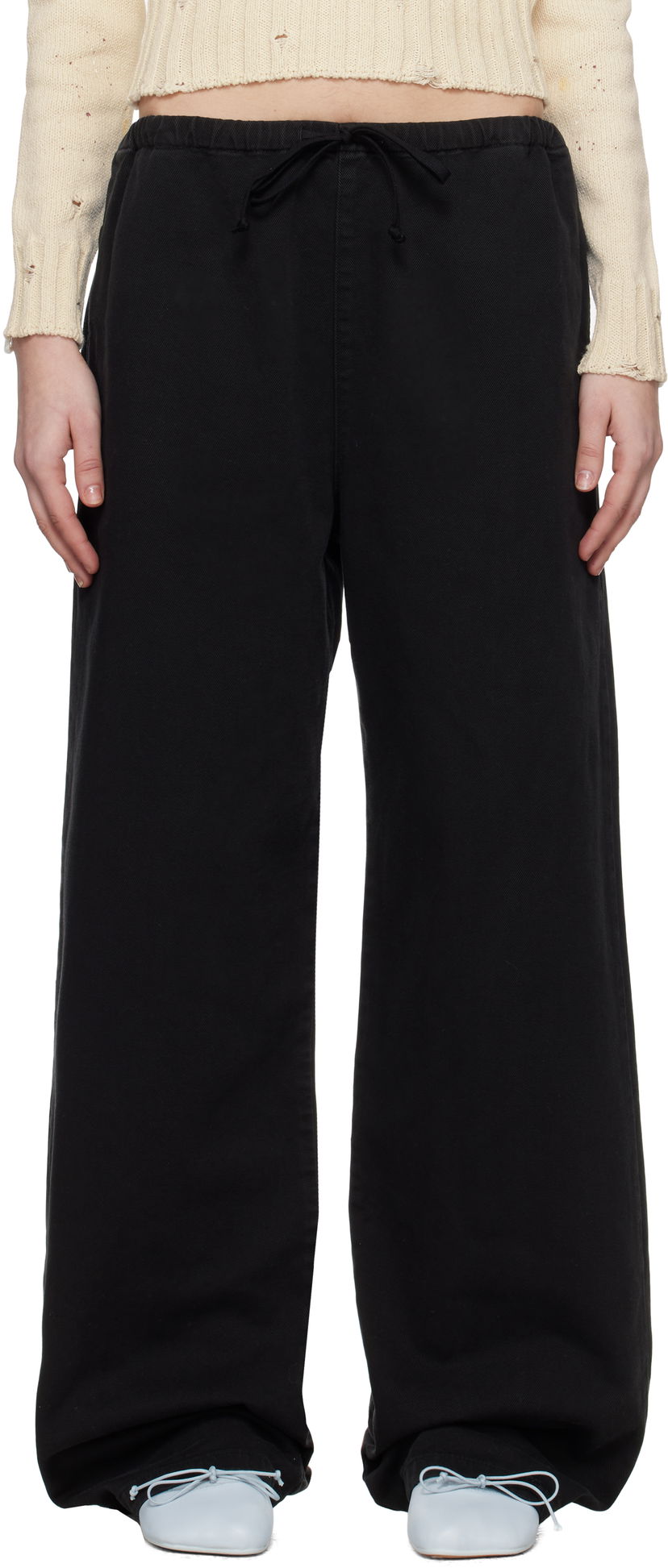 Joggingbukser Maison Margiela MM6 Maison Margiela Bull Wide-Leg Pants Sort | S62KB0235 S30653
