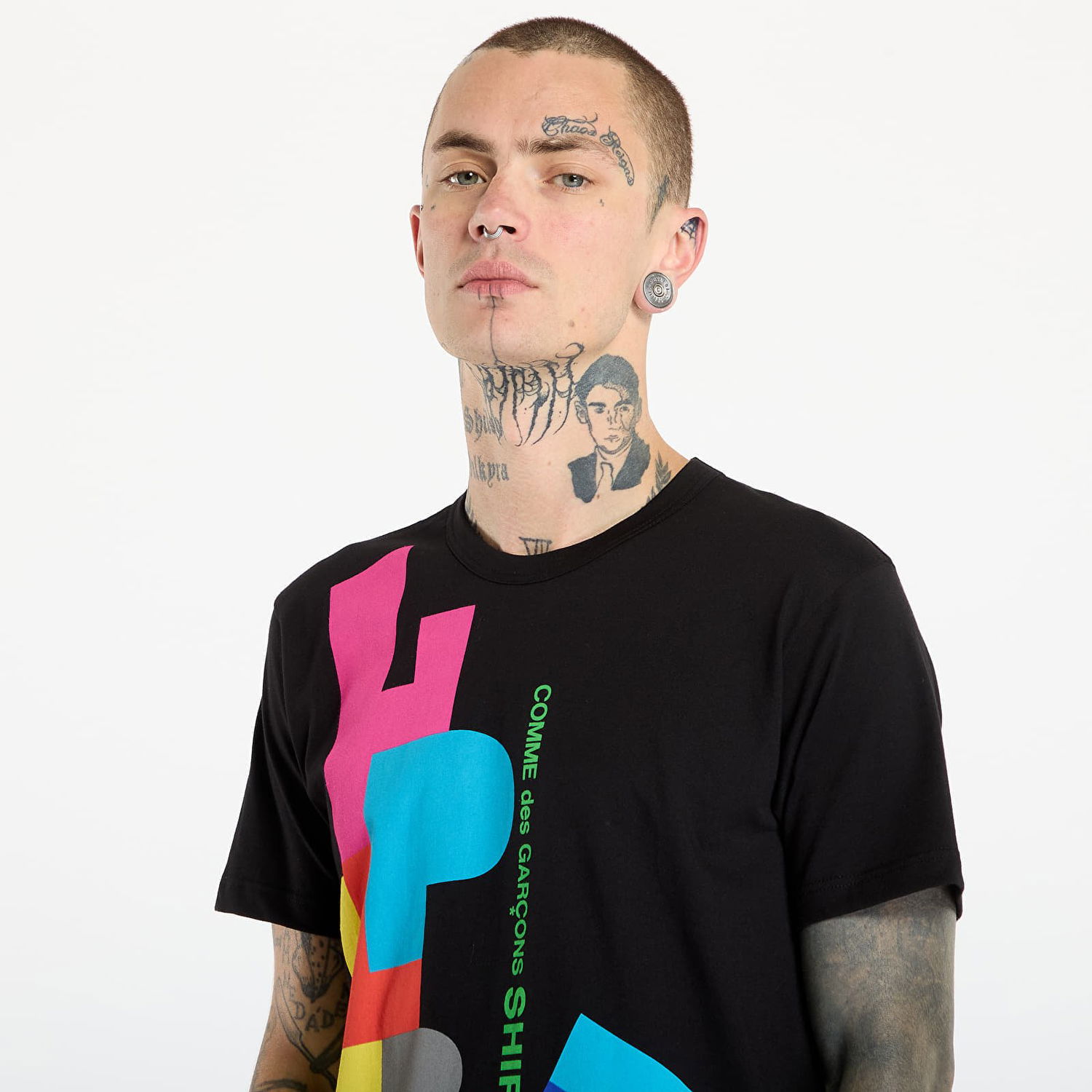 T-shirt Comme des Garçons Comme des Garçons SHIRT T-Shirt with Colorful Block Letter Graphic S Sort | FP-T002-W25 Black, 1