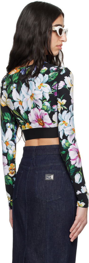 Crop top Dolce & Gabbana Dolce&Gabbana Floral Print Activewear Crop Top Sort | F8N51T FSG8L, 2