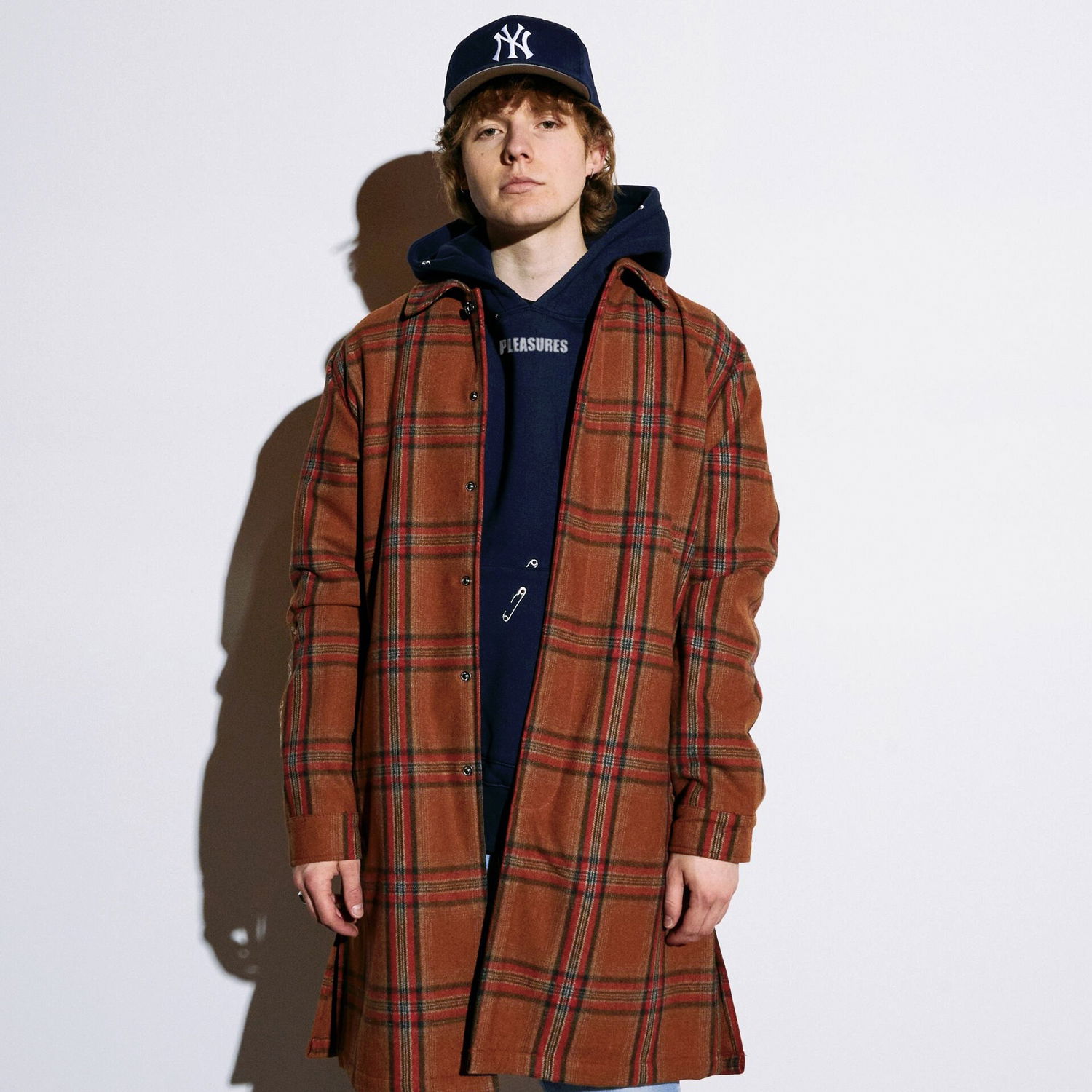 Frakker Pleasures Soul Plaid Trench Coat Rød | P22W028-ORANGE, 0