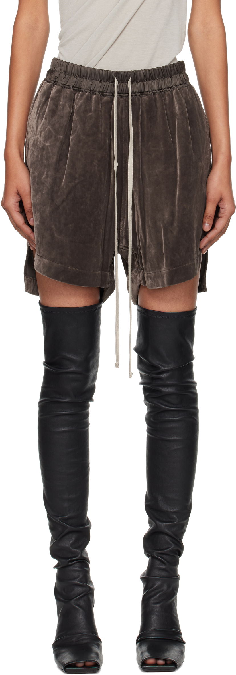 Shorts Rick Owens Rick Owens Velvet Boxer Shorts Brun | RP02E4380 V