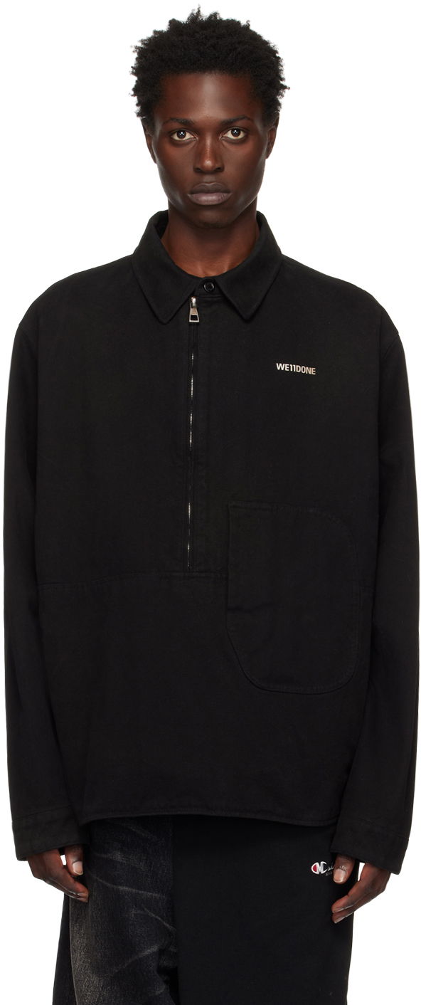 Skjorte We11done Designer Half-Zip Oversized Shirt Sort | WD-SH3-22-157-U-BK, 0