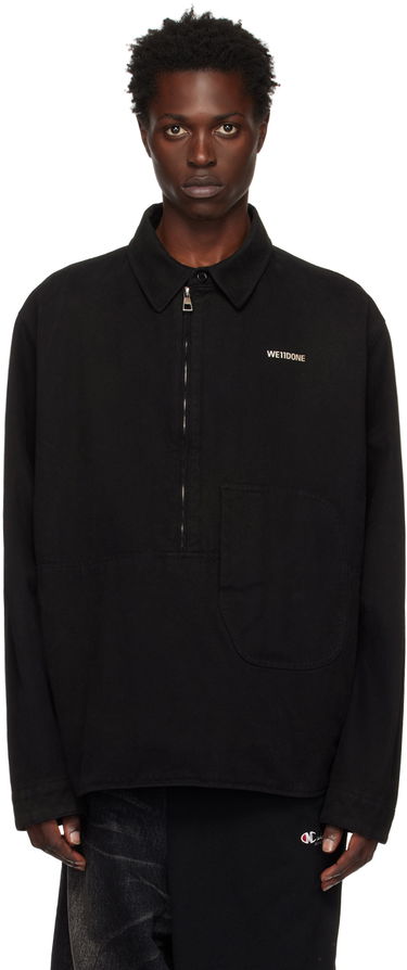 Skjorte We11done Designer Half-Zip Oversized Shirt Sort | WD-SH3-22-157-U-BK, 0