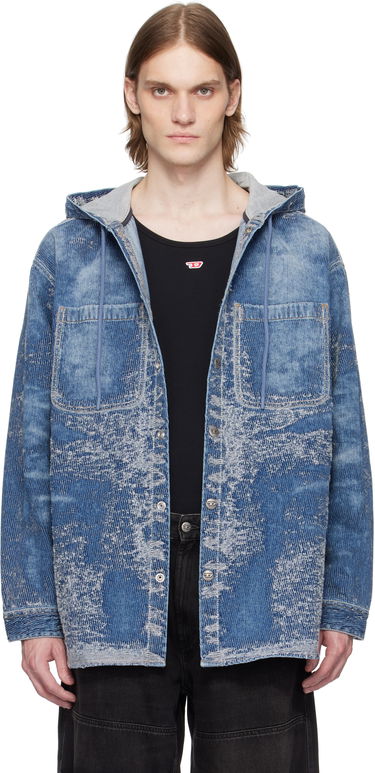 Skjorte Diesel Diesel D-Dewnys-Hood-S Denim Hoodie Blå | A16360-007W4-01, 0