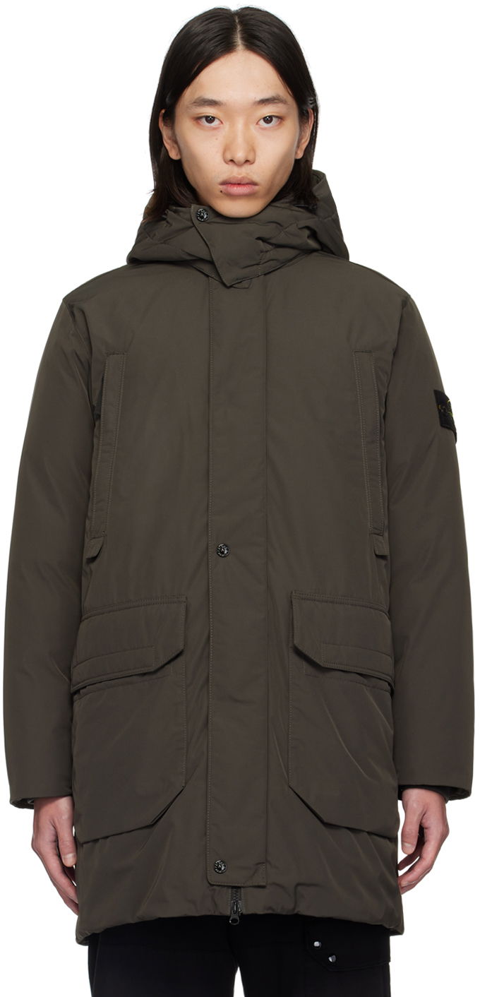 Jakke Stone Island Gray Hooded Down Jacket Sort | 811570726