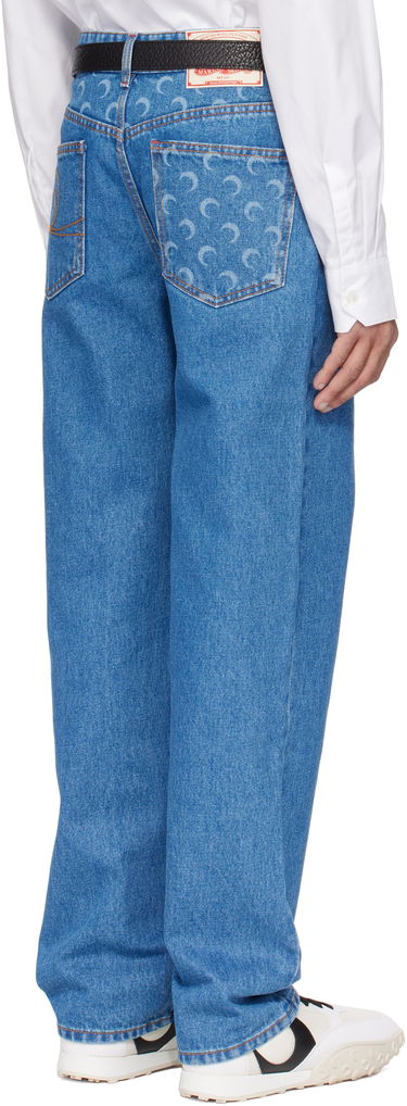Jeans Marine Serre Marine Serre Moon Laser Loose Denim Jeans Blå | MPA066A CDEN0002, 2