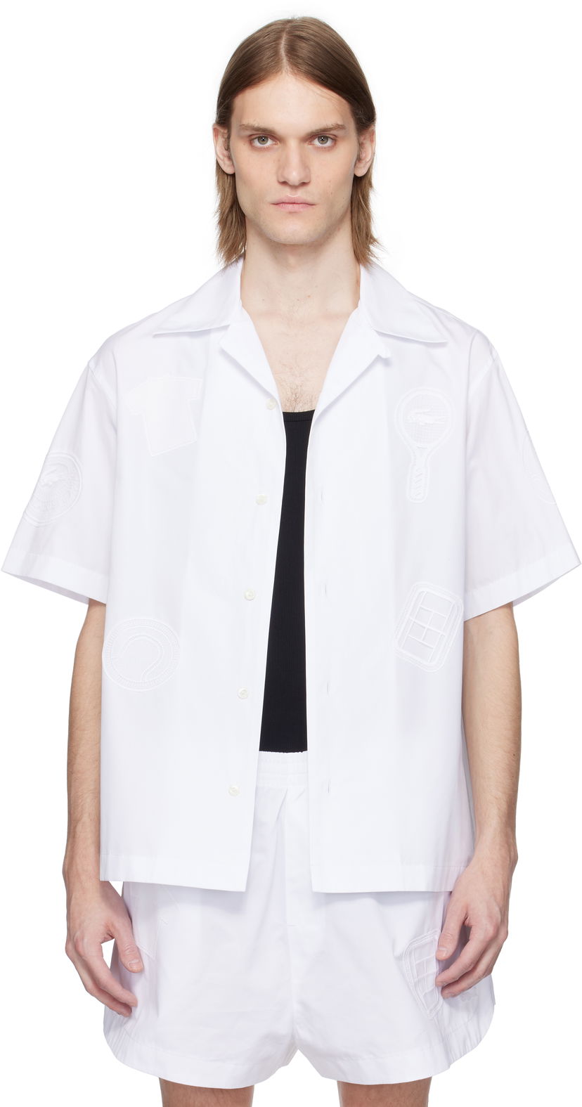 Skjorte Lacoste Lacoste Runway Relaxed Fit Badge Shirt Hvid | CH6843