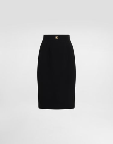 Nederdel Dolce & Gabbana Dolce & Gabbana Wool Midi Pencil Skirt with DG Logo Sort | F4C2CTGDCSXN0000, 0
