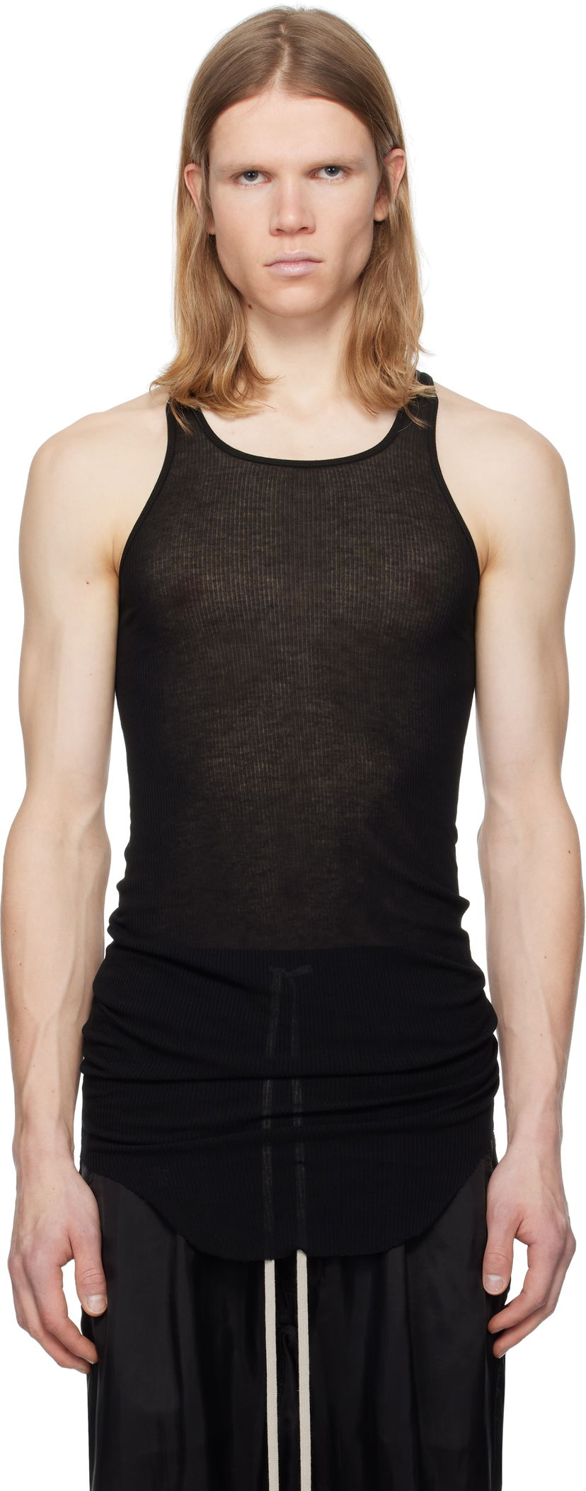 Tanktop Rick Owens Rick Owens Hollywood Basic Rib Tank Top Sort | RU01E5150 RC