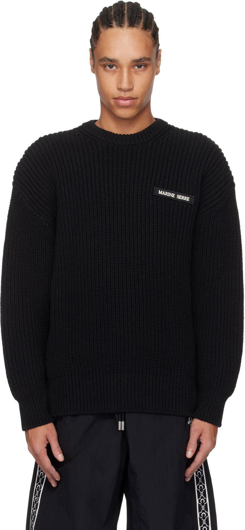 Sweater Marine Serre Marine Serre Knit Crewneck Sweater Sort | UTK003A CKNI0529