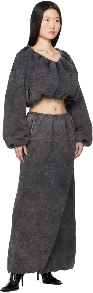 Sweatshirt Diesel Cropped Gathered Sweatshirt Sort | A17074 0EGBV, 3