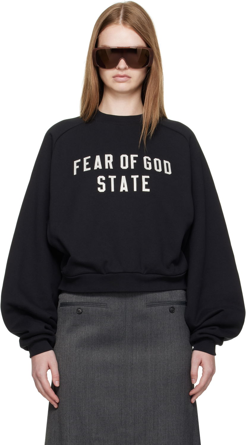 Sweatshirt Fear of God Fear of God ESSENTIALS Fleece Raglan Crewneck Sweatshirt Sort | 192SP257830FW