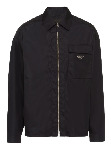 Skjorte Prada Zip Up Nylon Shirt Sort | SC569S2211WQ8
